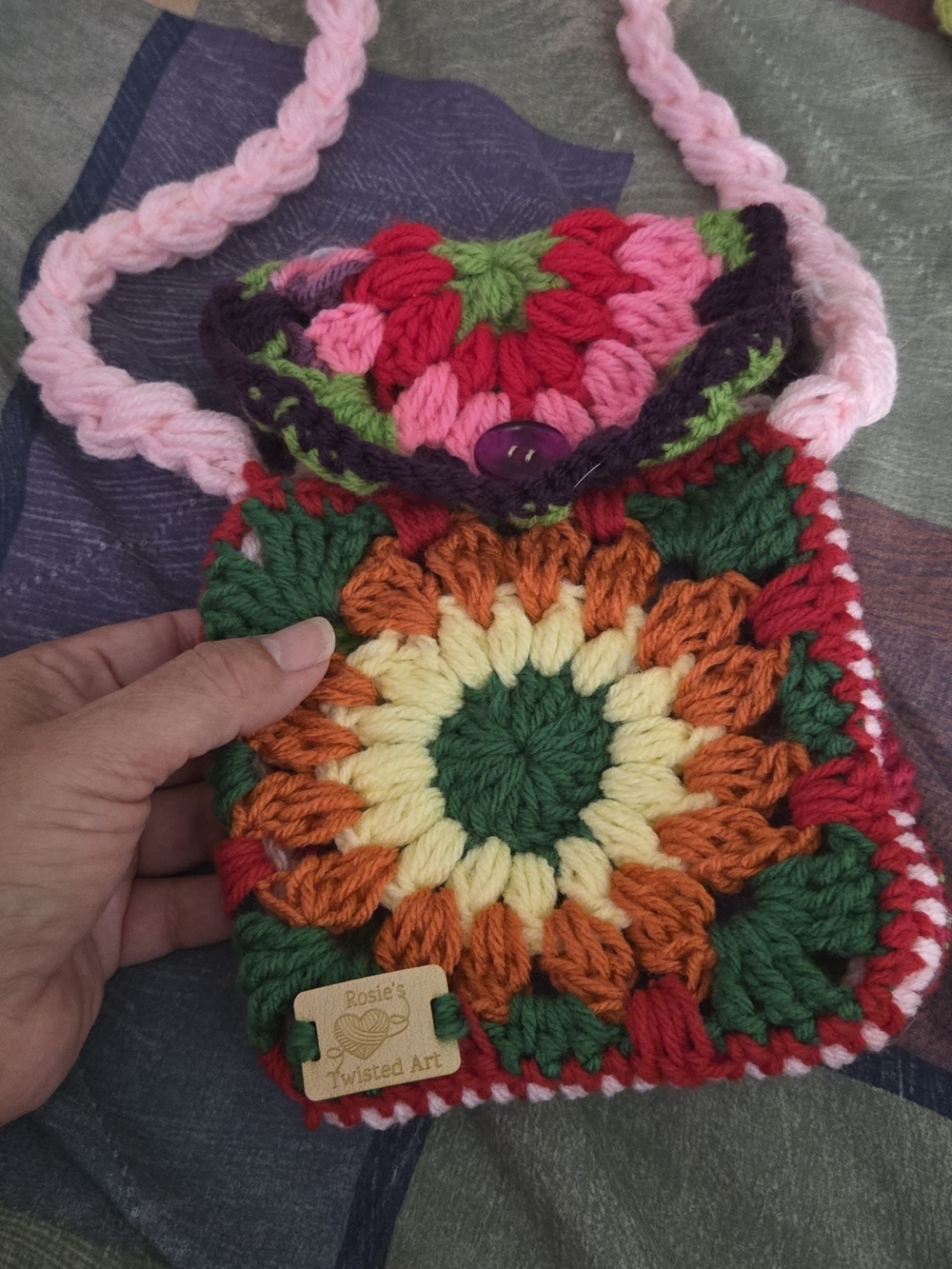 Hand-Crocheted Multi-Color Women’s Crossbody Bag